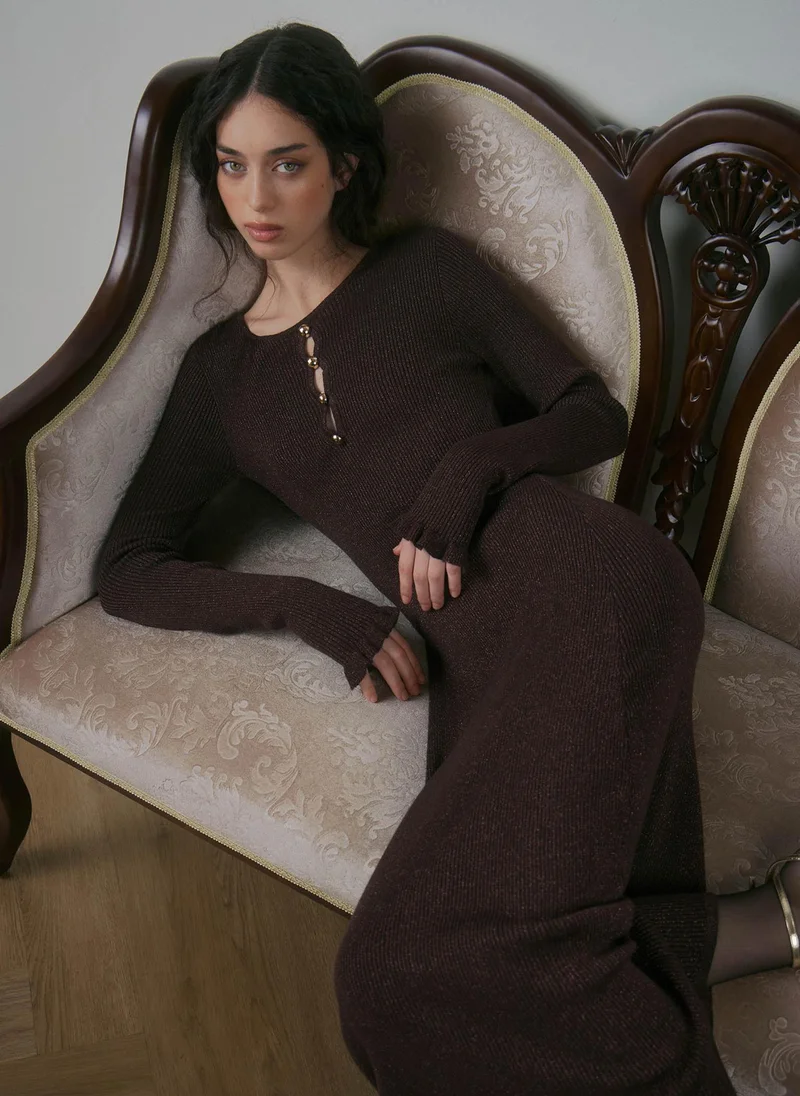 ليتشي فستان ميدي من الفسكوز بلمعة معدنية